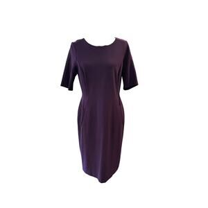 LANDS END Boat Neck Comfort-Fit Ponte Sheath Dress in Purples Size 12